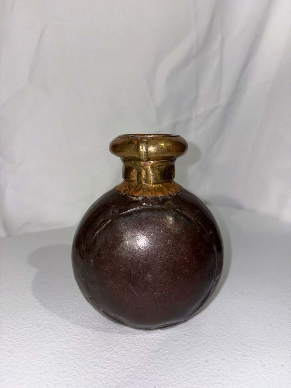 OLD Antique Metal Canteen With Wooden Cork